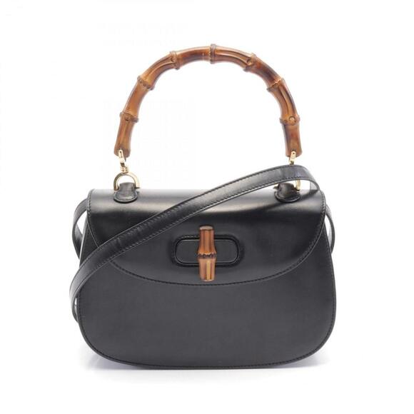 GUCCI Black Leather Bamboo Bag - Picture 1 of 11